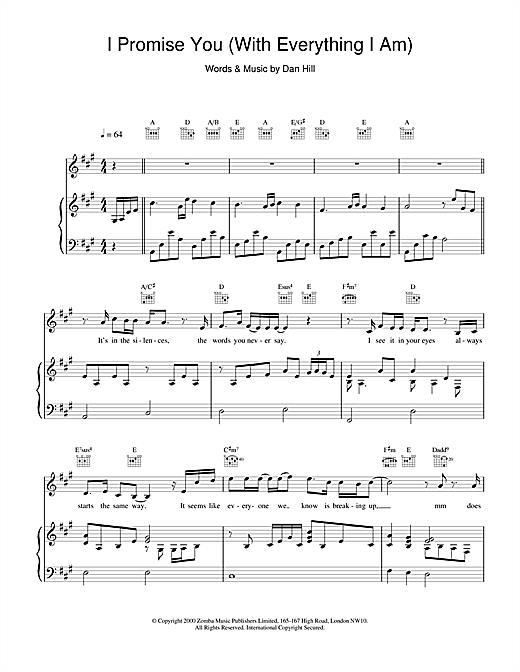 Backstreet Boys I Promise You sheet music notes and chords. Download Printable PDF.