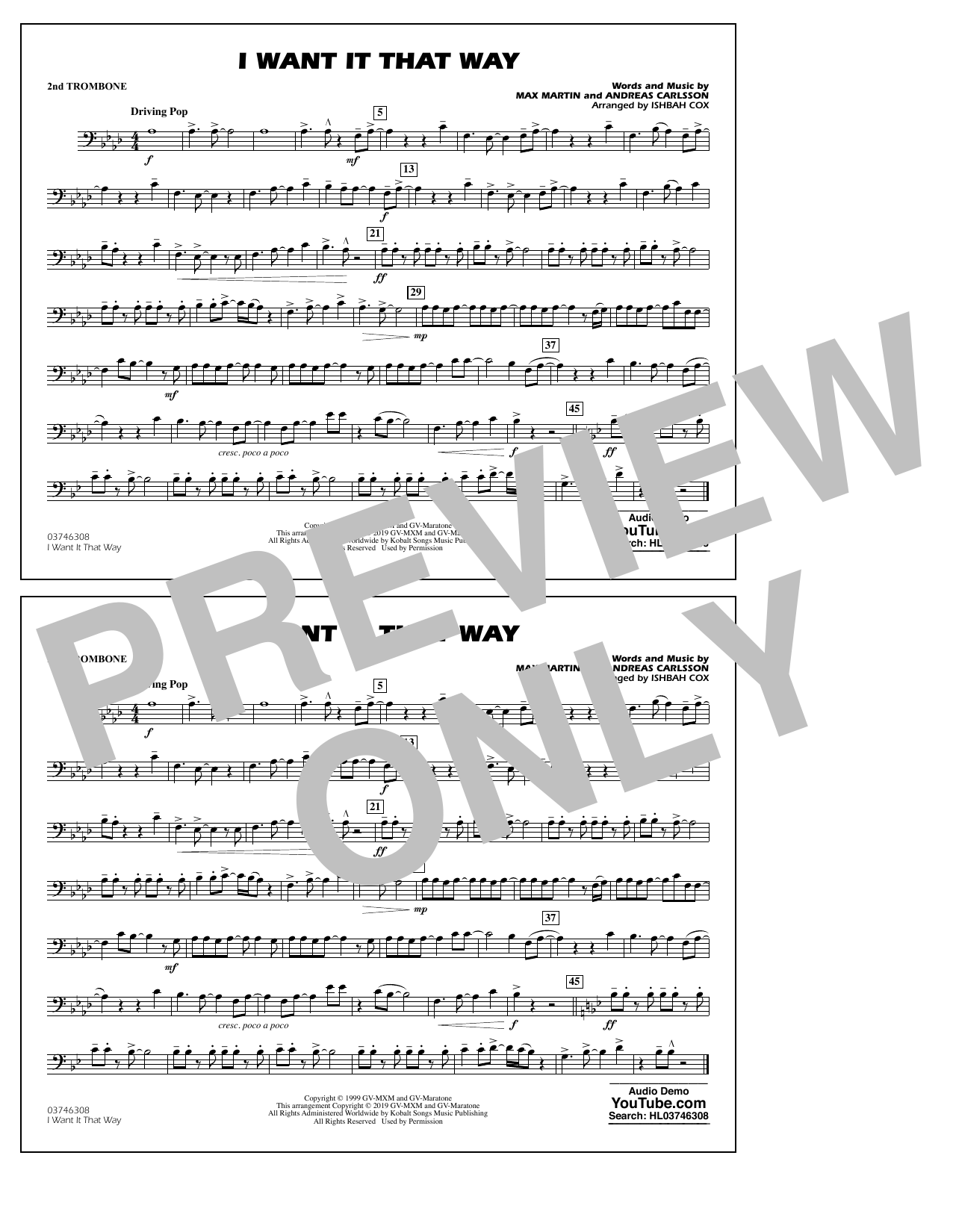 Learn to play Backstreet Boys I Want It That Way (arr. Ishbah Cox) - 2nd Trombone sheet music for Marching Band in minutes. Backstreet Boys I Want It That Way (arr. Ishbah Cox) - 2nd Trombone sheet music notes and chords