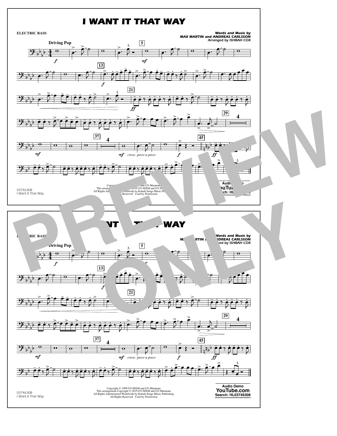 Learn to play Backstreet Boys I Want It That Way (arr. Ishbah Cox) - Electric Bass sheet music for Marching Band in minutes. Backstreet Boys I Want It That Way (arr. Ishbah Cox) - Electric Bass sheet music notes and chords