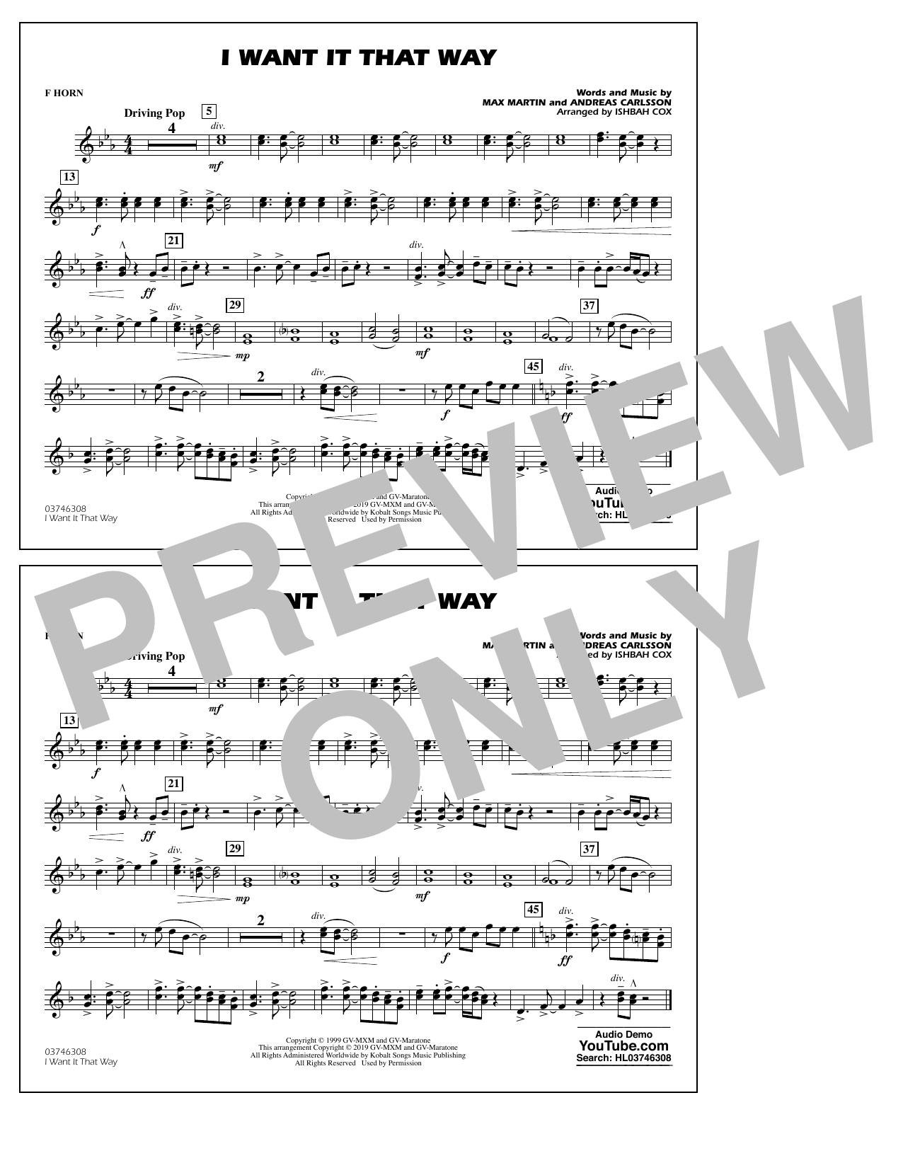 Learn to play Backstreet Boys I Want It That Way (arr. Ishbah Cox) - F Horn sheet music for Marching Band in minutes. Backstreet Boys I Want It That Way (arr. Ishbah Cox) - F Horn sheet music notes and chords. Download Printable PDF.