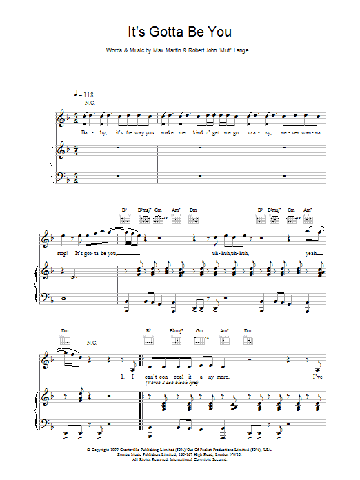 Backstreet Boys It's Gotta Be You sheet music notes and chords. Download Printable PDF.