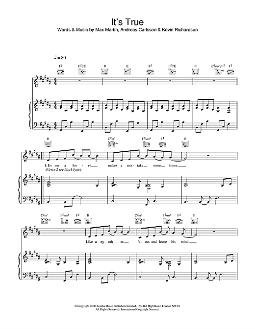 Backstreet Boys It's True sheet music notes and chords. Download Printable PDF.