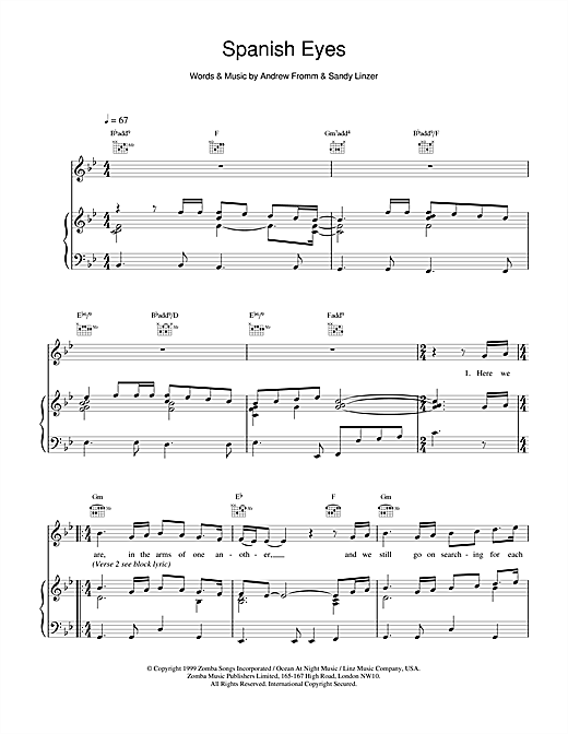 Backstreet Boys Spanish Eyes sheet music notes and chords. Download Printable PDF.