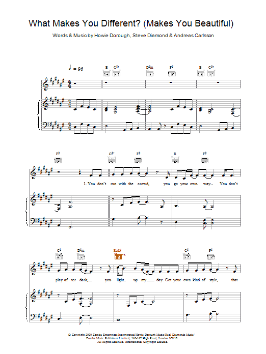 Backstreet Boys What Makes You Different? (Makes You Beautiful) sheet music notes and chords. Download Printable PDF.