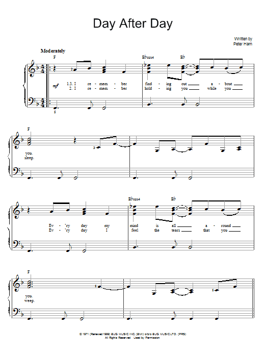 Badfinger Day After Day sheet music notes and chords. Download Printable PDF.