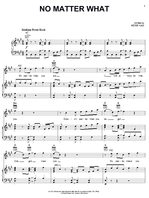 Badfinger No Matter What sheet music notes and chords. Download Printable PDF.