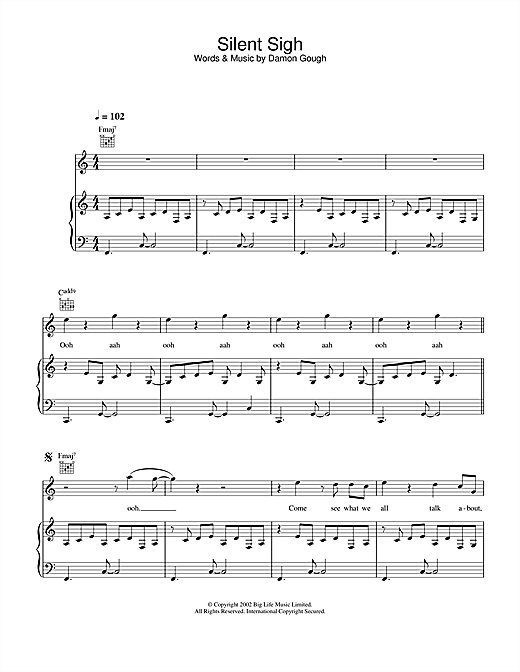 Badly Drawn Boy Silent Sigh sheet music notes and chords. Download Printable PDF.