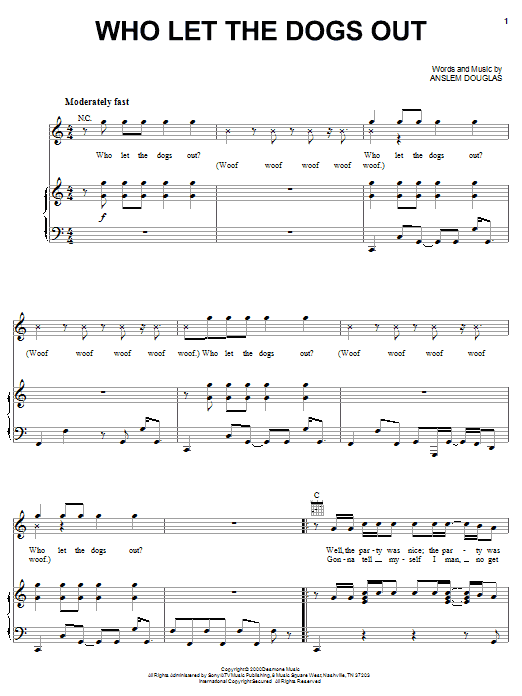 Download Baha Men 'Who Let The Dogs Out' Sheet Music, Chords.