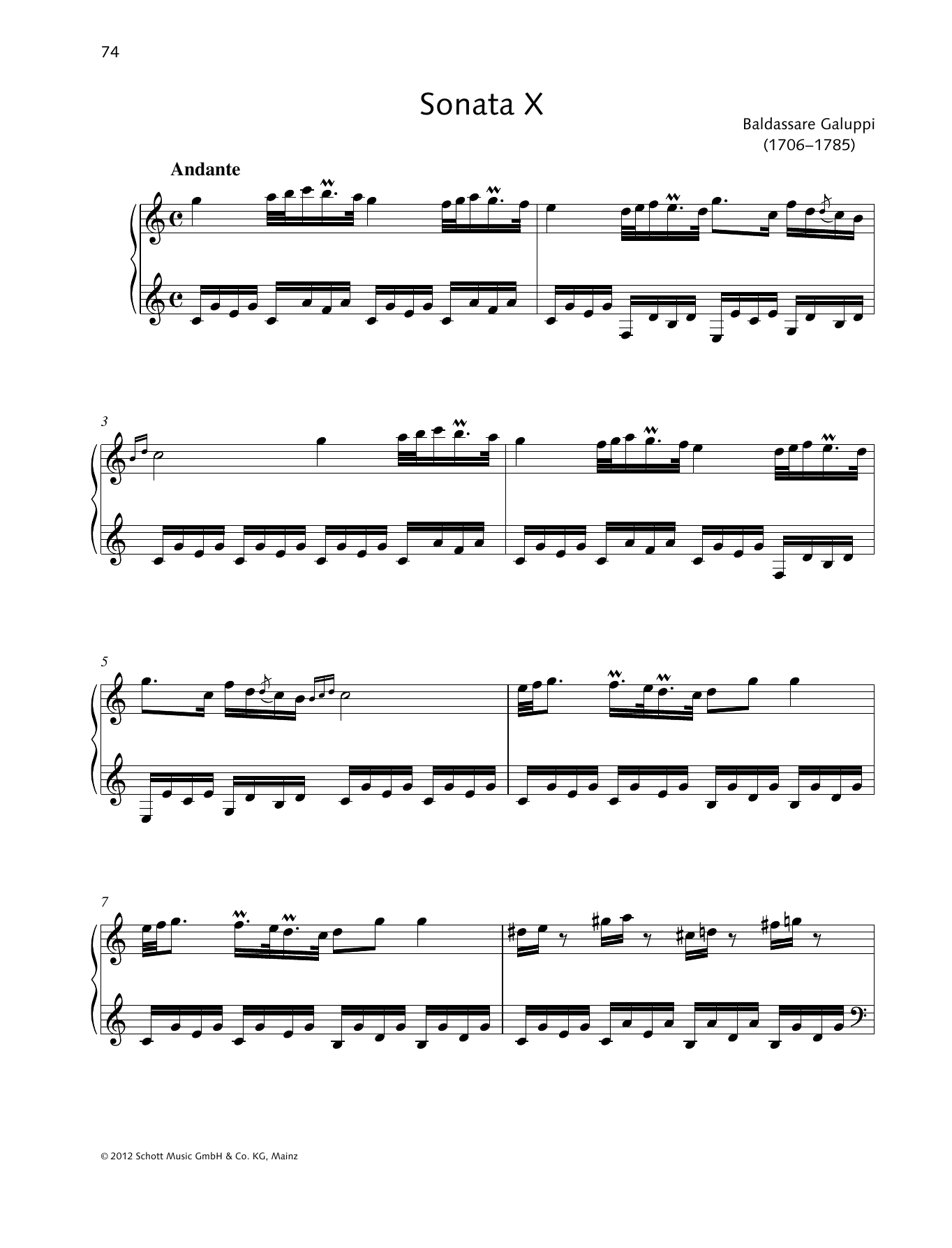 Learn to play Baldassare Galuppi Sonata X C major sheet music for Piano Solo in minutes. Price: 6.9900$ Baldassare Galuppi Sonata X C major sheet music notes and chords arranged for Piano Solo