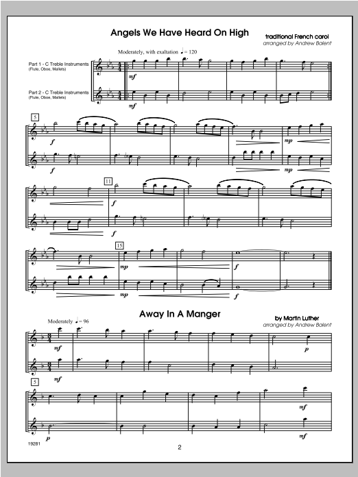 Learn to play Balent Christmas FlexDuets - C Treble Clef Instruments sheet music for Performance Ensemble in minutes. Balent Christmas FlexDuets - C Treble Clef Instruments sheet music notes and chords. Download Printable PDF.