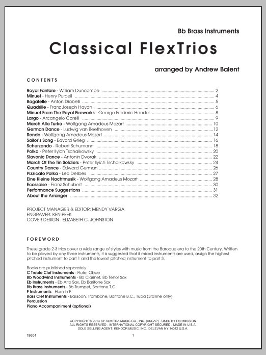 Learn to play Balent Classical FlexTrios - Bb Brass Instruments - Bb Instruments sheet music for Performance Ensemble in minutes. Balent Classical FlexTrios - Bb Brass Instruments - Bb Instruments sheet music notes and chords. Download Printable PDF.