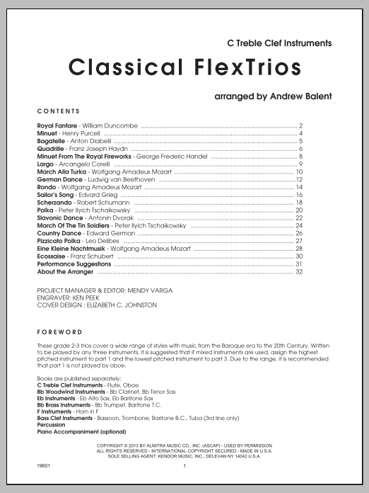Learn to play Balent Classical FlexTrios - C Treble Clef Instruments - C Instruments sheet music for Performance Ensemble in minutes. Balent Classical FlexTrios - C Treble Clef Instruments - C Instruments sheet music notes and chords. Download Printable PDF.