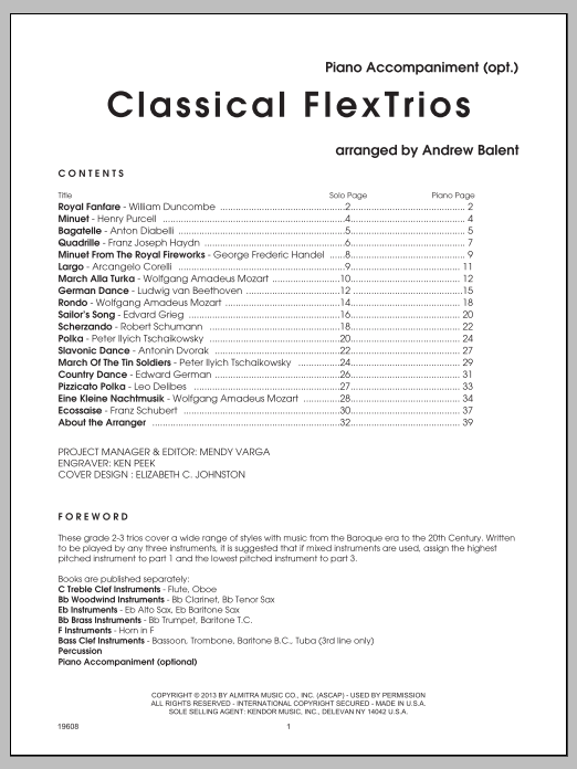 Learn to play Balent Classical FlexTrios - Piano Accompaniment - Piano Accompaniment sheet music for Performance Ensemble in minutes. Balent Classical FlexTrios - Piano Accompaniment - Piano Accompaniment sheet music notes and chords. Download Printable PDF.