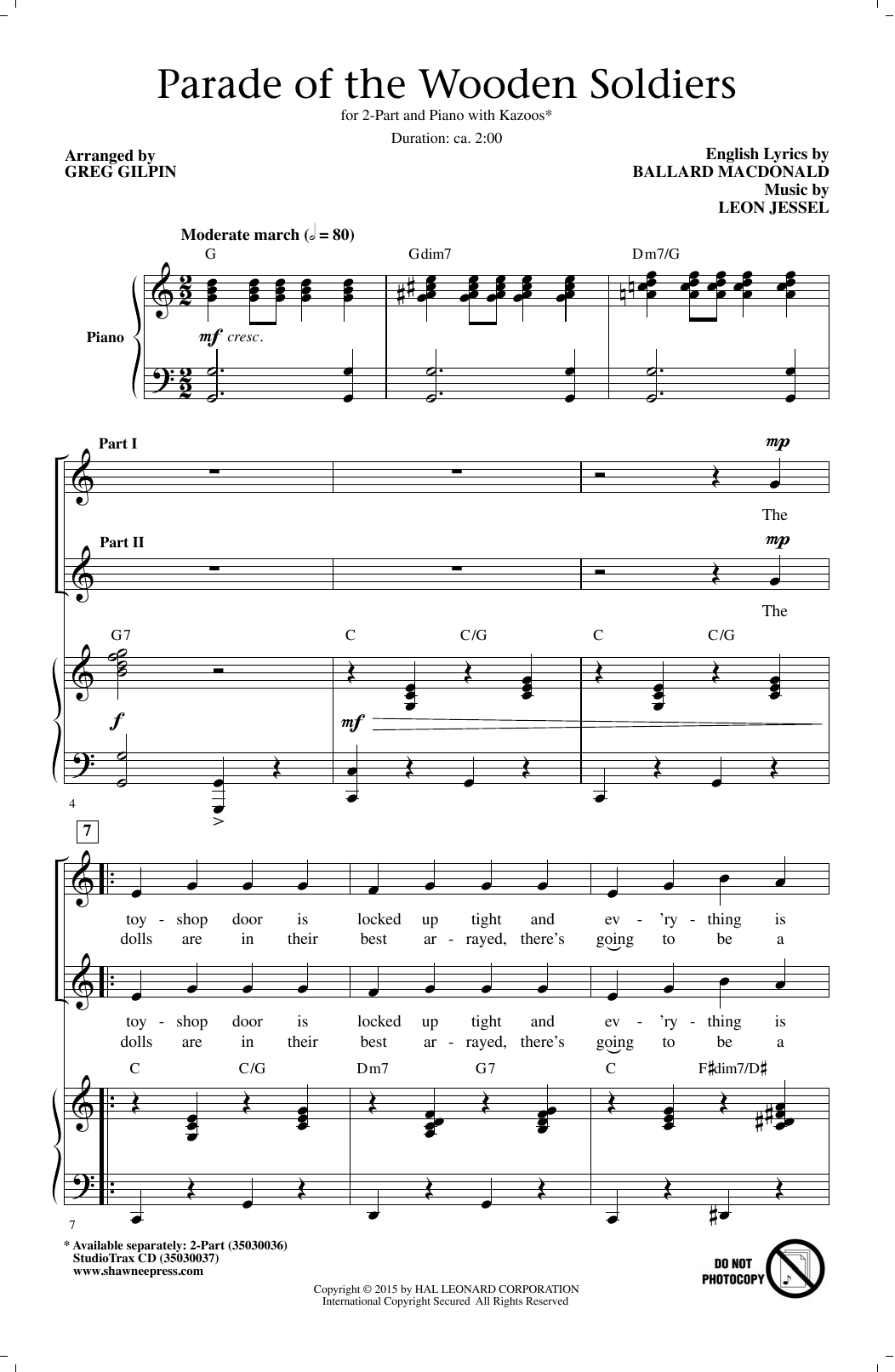 Learn to play Ballard MacDonald Parade Of The Wooden Soldiers (arr. Greg Gilpin) sheet music for TB Choir in minutes. Price: 3.9900$ Ballard MacDonald Parade Of The Wooden Soldiers (arr. Greg Gilpin) sheet music notes and chords arranged for TB Choir