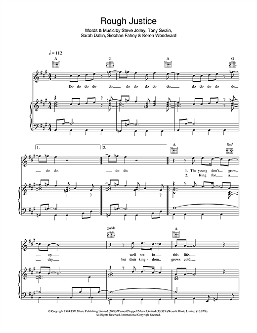 Bananarama Rough Justice sheet music notes and chords. Download Printable PDF.