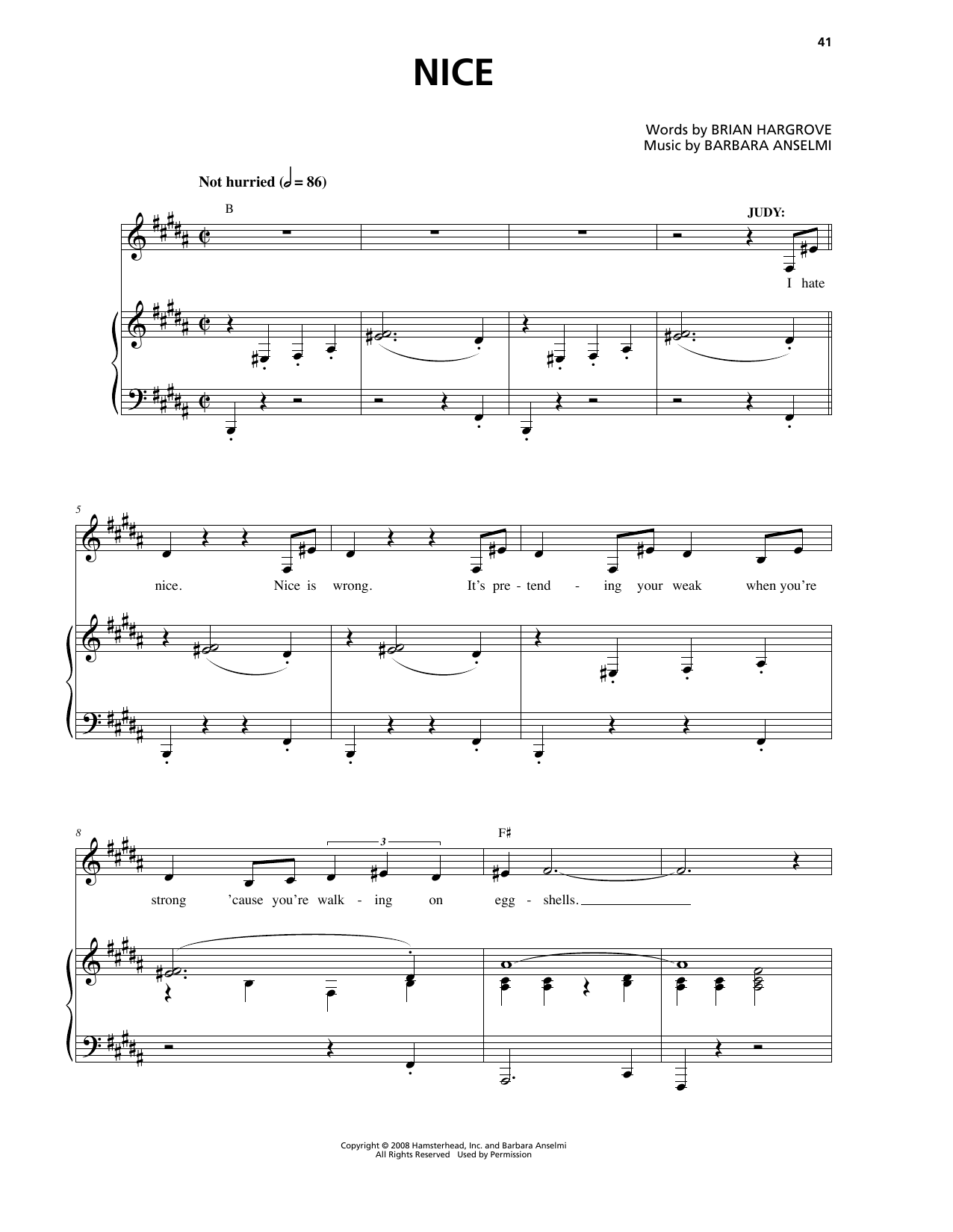 Barbara Anselmi & Brian Hargrove Nice sheet music notes and chords. Download Printable PDF.