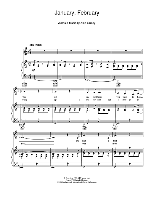 Barbara Dickson January, February sheet music notes and chords. Download Printable PDF.