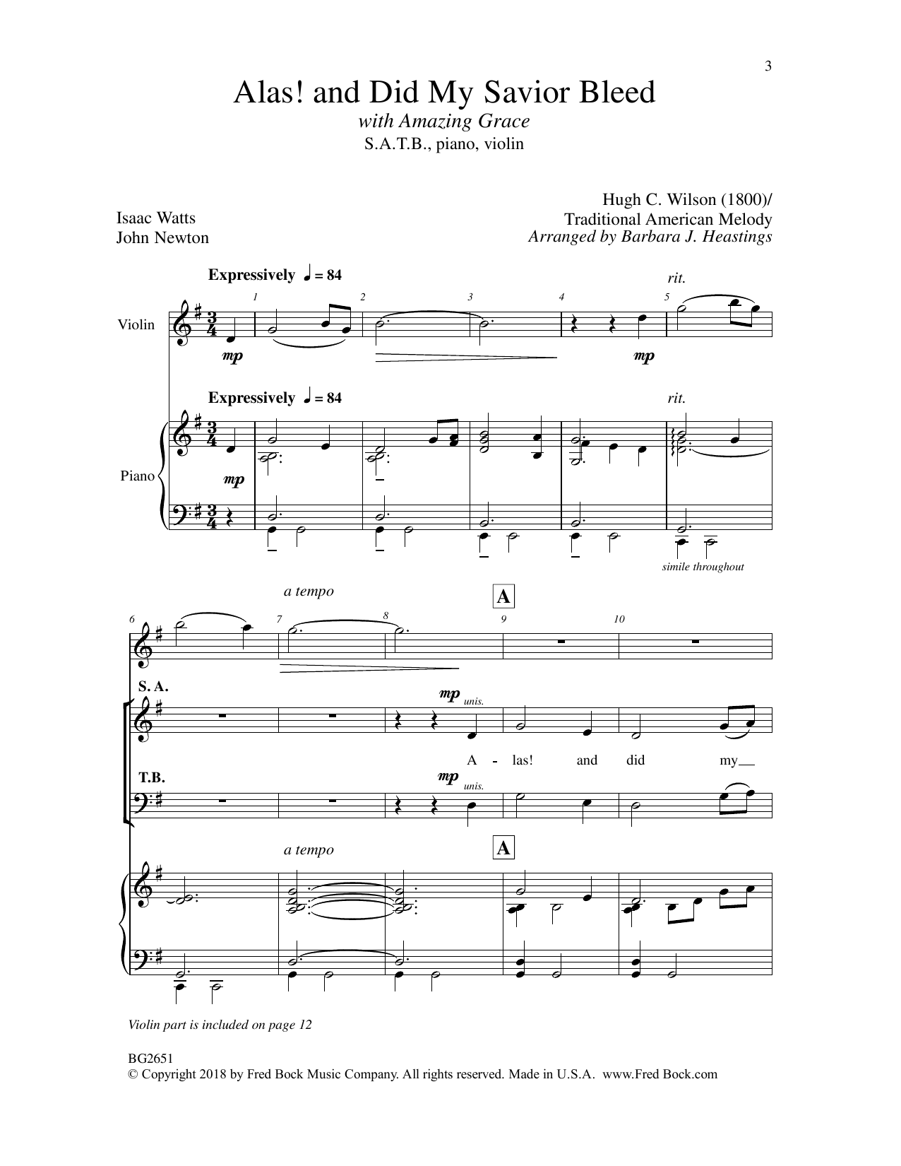 Learn to play Barbara J. Heastings Alas! and Did My Savior Bleed sheet music for SATB Choir in minutes. Price: 3.9900$ Barbara J. Heastings Alas! and Did My Savior Bleed sheet music notes and chords arranged for SATB Choir