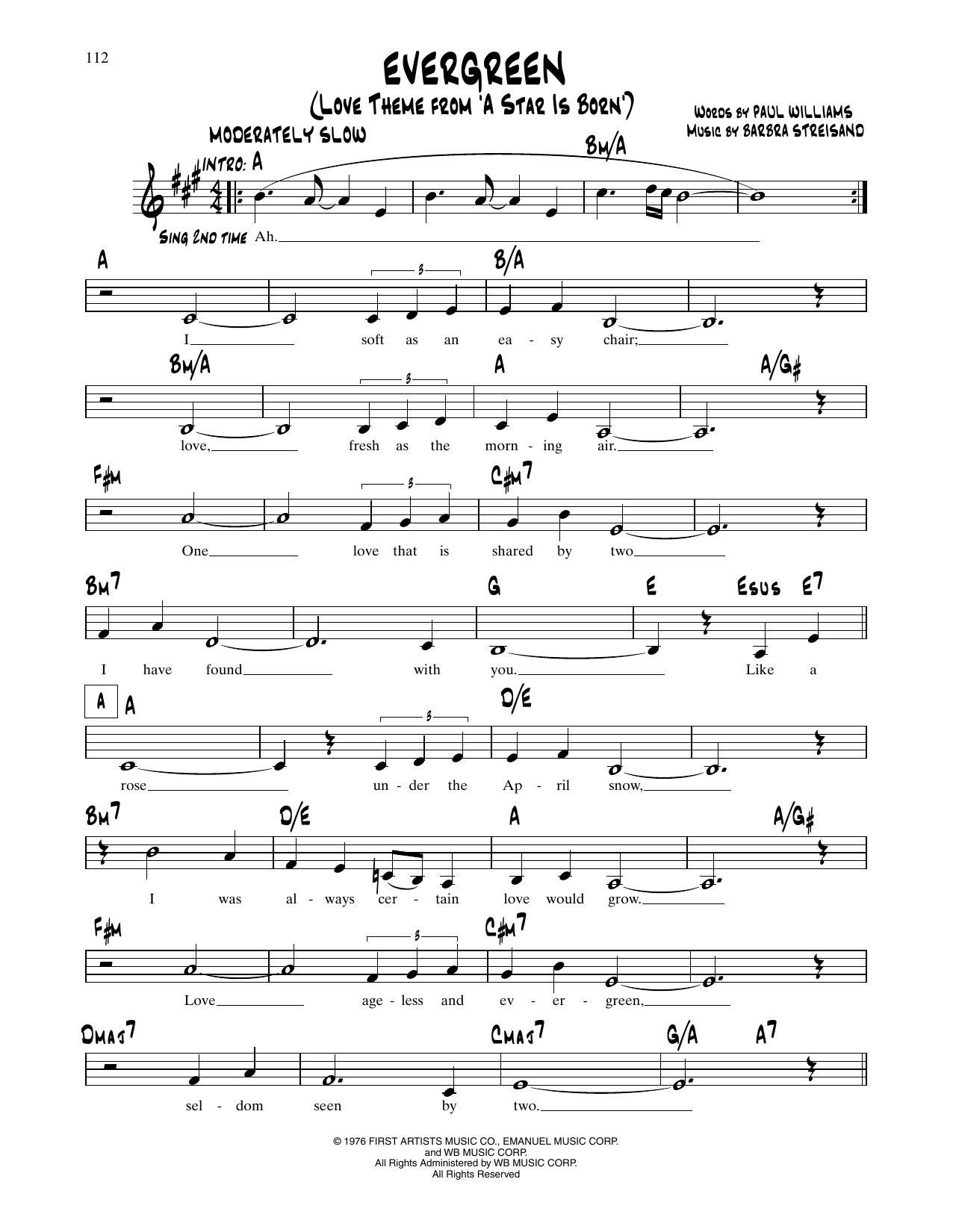 Barbra Streisand Evergreen (Love Theme from A Star Is Born) sheet music notes and chords. Download Printable PDF.