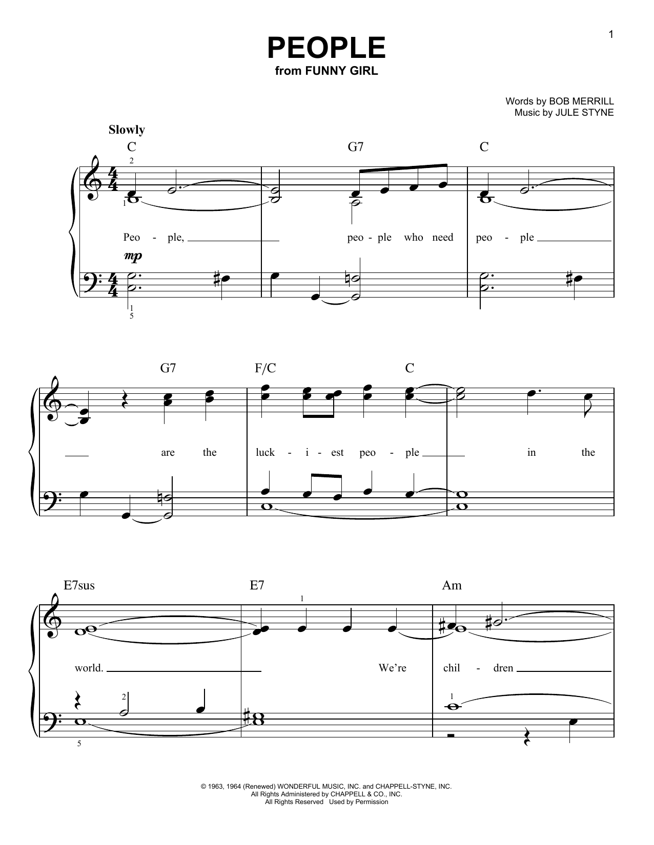 Barbra Streisand People sheet music notes and chords. Download Printable PDF.