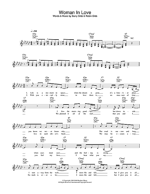 Learn to play Barbra Streisand A Woman In Love sheet music for Lead Sheet / Fake Book in minutes. Price: 5.9900$ Barbra Streisand A Woman In Love sheet music notes and chords arranged for Lead Sheet / Fake Book