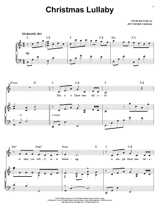 Barbra Streisand Christmas Lullaby sheet music notes and chords. Download Printable PDF.