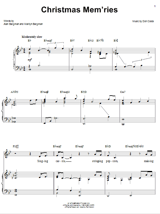 Barbra Streisand Christmas Mem'ries sheet music notes and chords. Download Printable PDF.