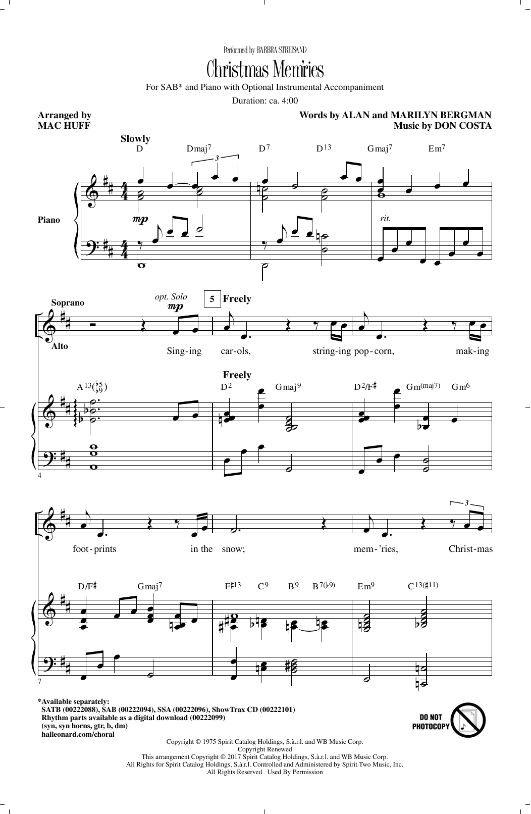 Learn to play Mac Huff Christmas Mem'ries sheet music for SSA Choir in minutes. Price: 3.9900$ Mac Huff Christmas Mem'ries sheet music notes and chords arranged for SSA Choir