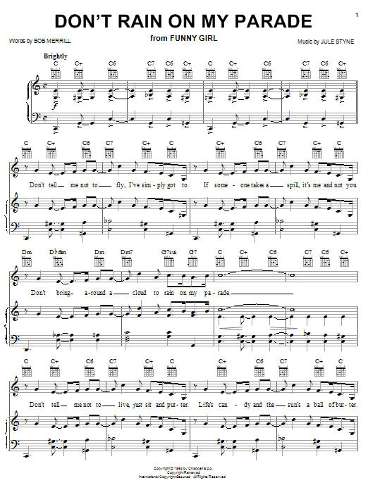 Barbra Streisand Don't Rain On My Parade sheet music notes and chords. Download Printable PDF.