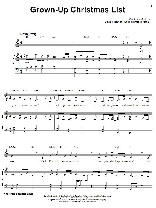 Barbra Streisand Grown Up Christmas List Sheet Music Pdf Notes Chords Christmas Score Piano Vocal Download Printable Sku 84879