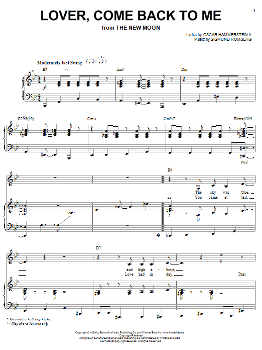 Barbra Streisand Lover, Come Back To Me sheet music notes and chords. Download Printable PDF.