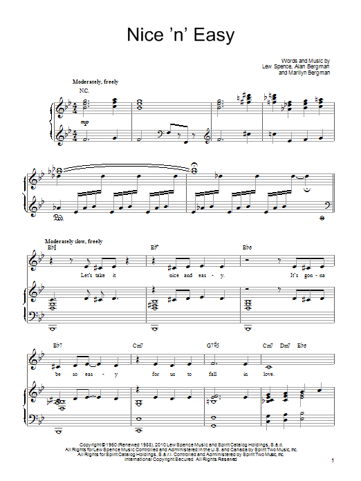 Barbra Streisand Nice 'n' Easy sheet music notes and chords. Download Printable PDF.