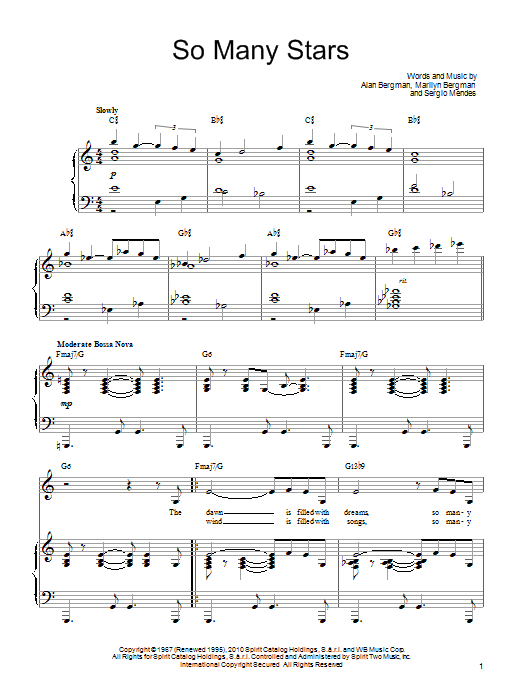 Barbra Streisand So Many Stars sheet music notes and chords. Download Printable PDF.