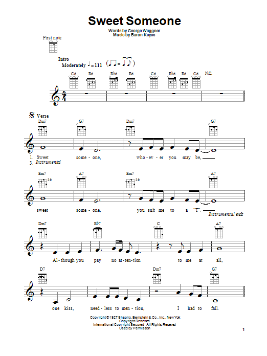 Baron Keyes Sweet Someone sheet music notes and chords. Download Printable PDF.