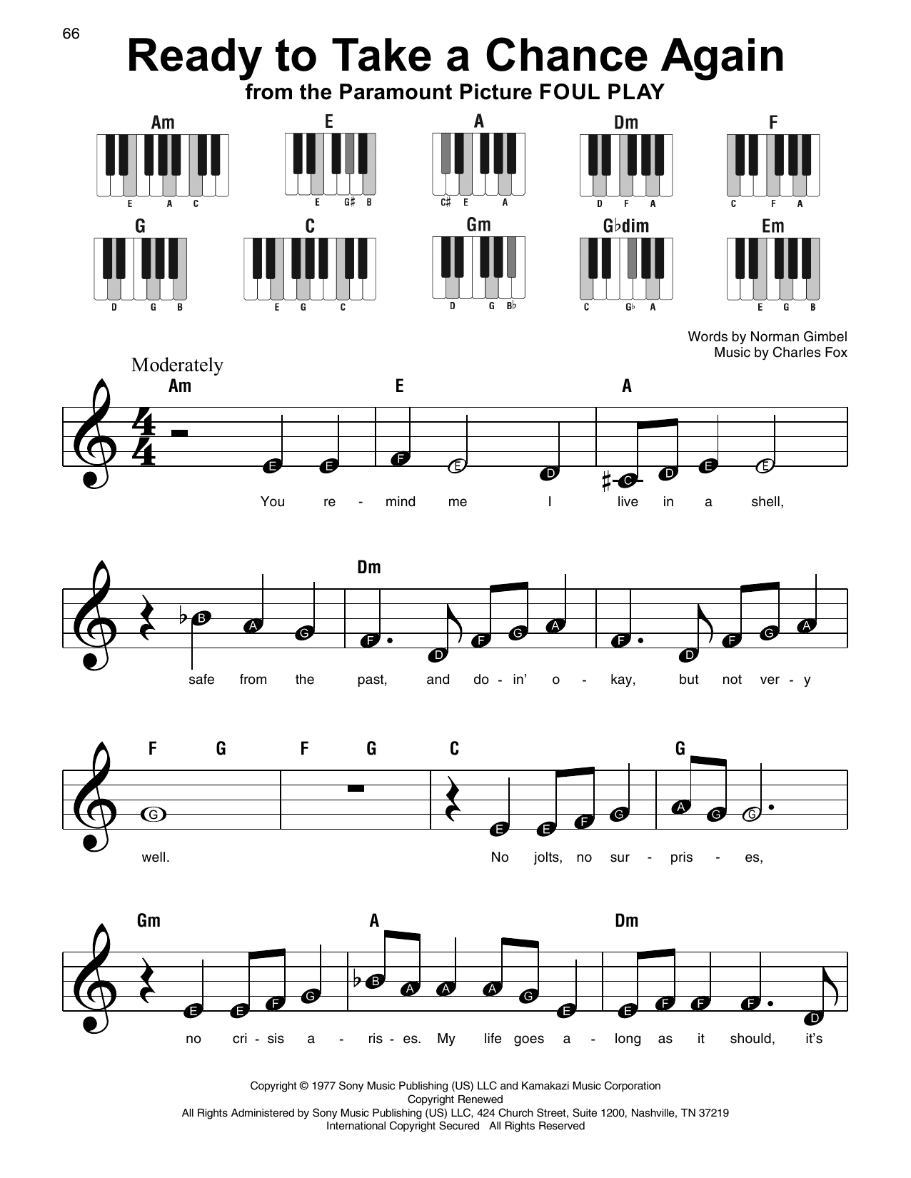 Barry Manilow Ready To Take A Chance Again (Love Theme) (from Foul Play) sheet music notes and chords. Download Printable PDF.