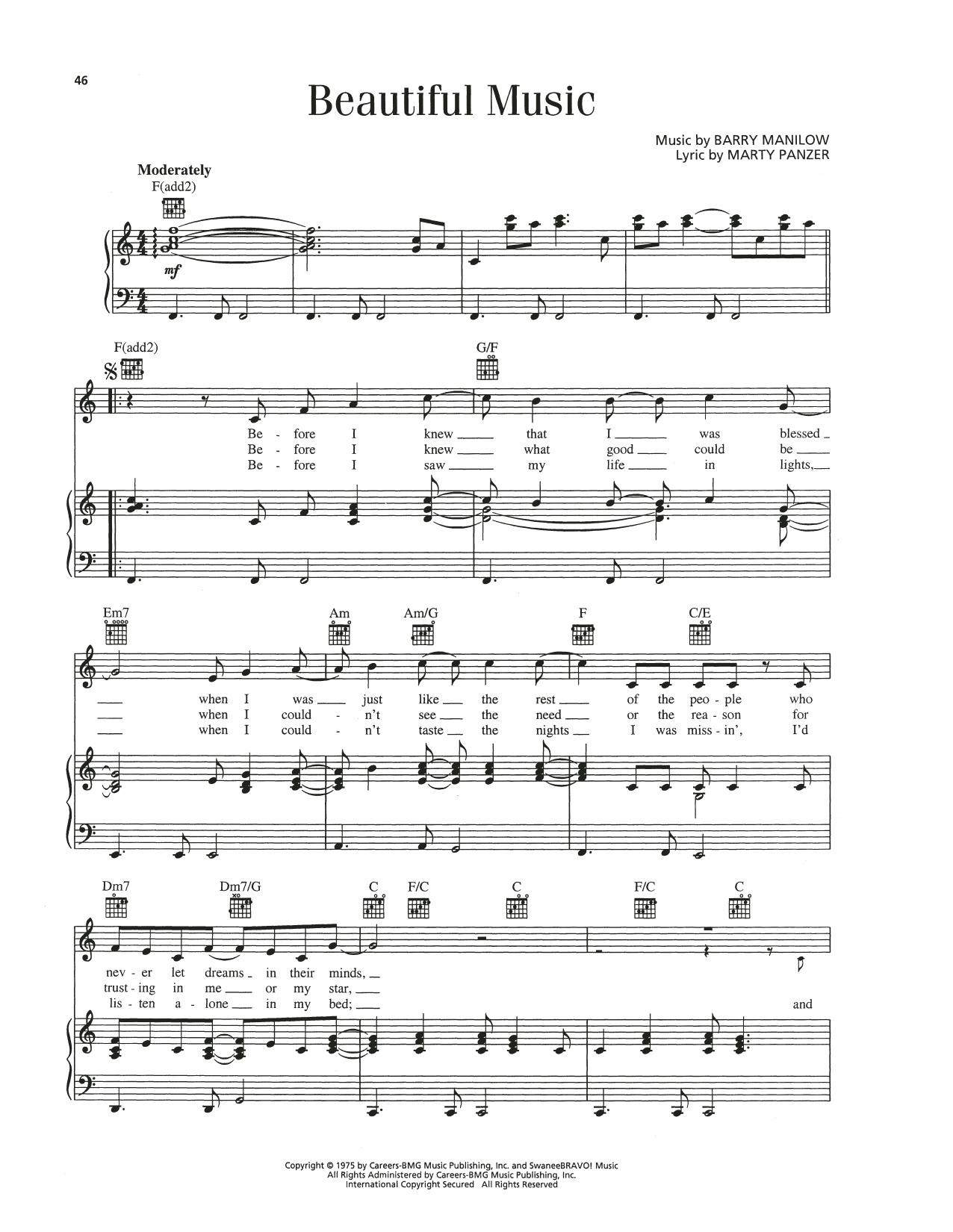 Barry Manilow Beautiful Music sheet music notes and chords. Download Printable PDF.