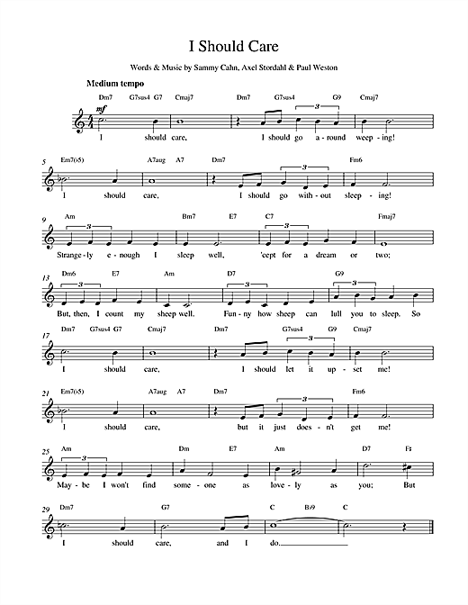 Barry Manilow I Should Care sheet music notes and chords. Download Printable PDF.