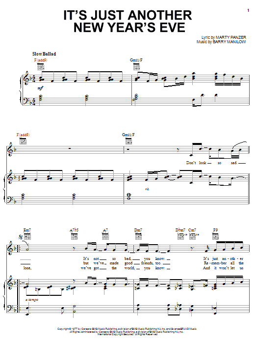 Learn to play Barry Manilow It's Just Another New Year's Eve sheet music for Flute Solo in minutes. Price: 4.4900$ Barry Manilow It's Just Another New Year's Eve sheet music notes and chords arranged for Flute Solo