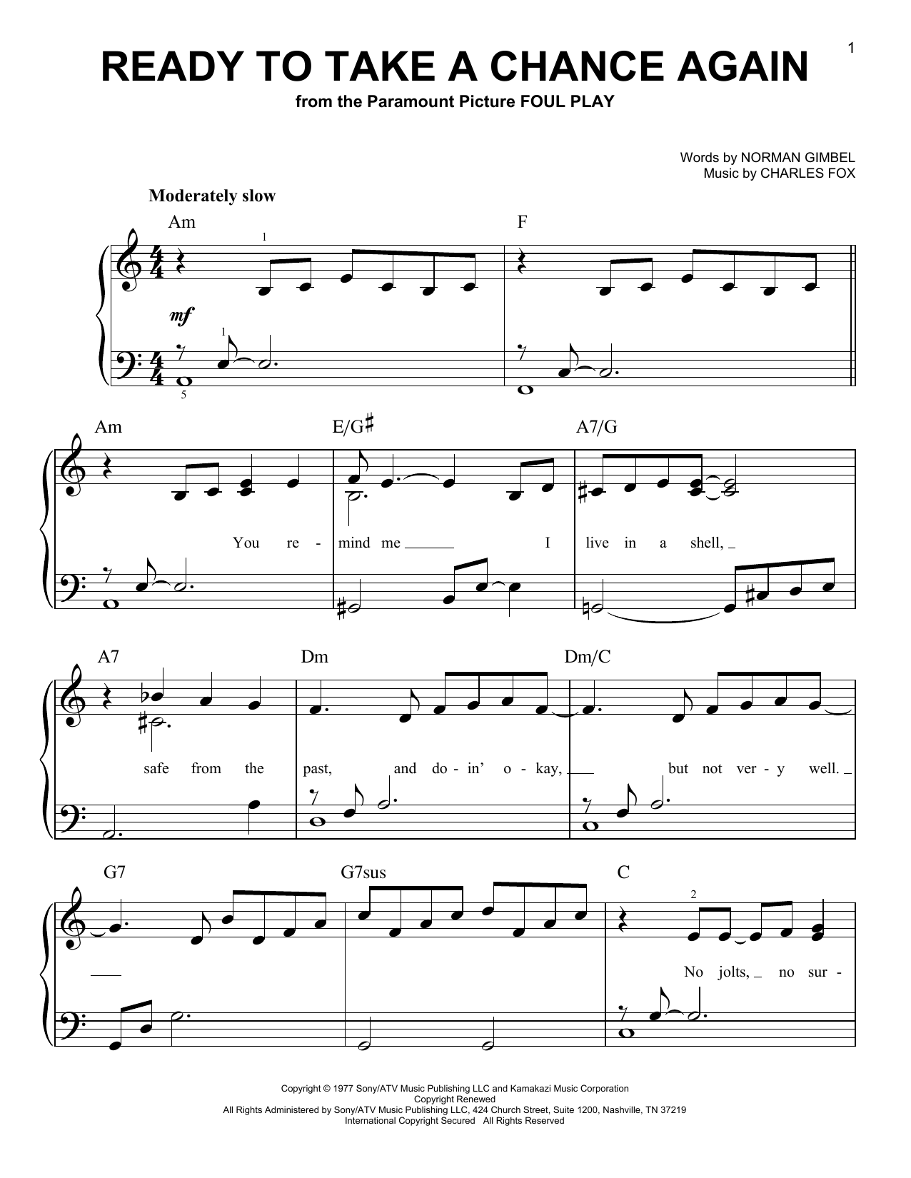 Learn to play Barry Manilow Ready To Take A Chance Again sheet music for Easy Piano in minutes. Barry Manilow Ready To Take A Chance Again sheet music notes and chords