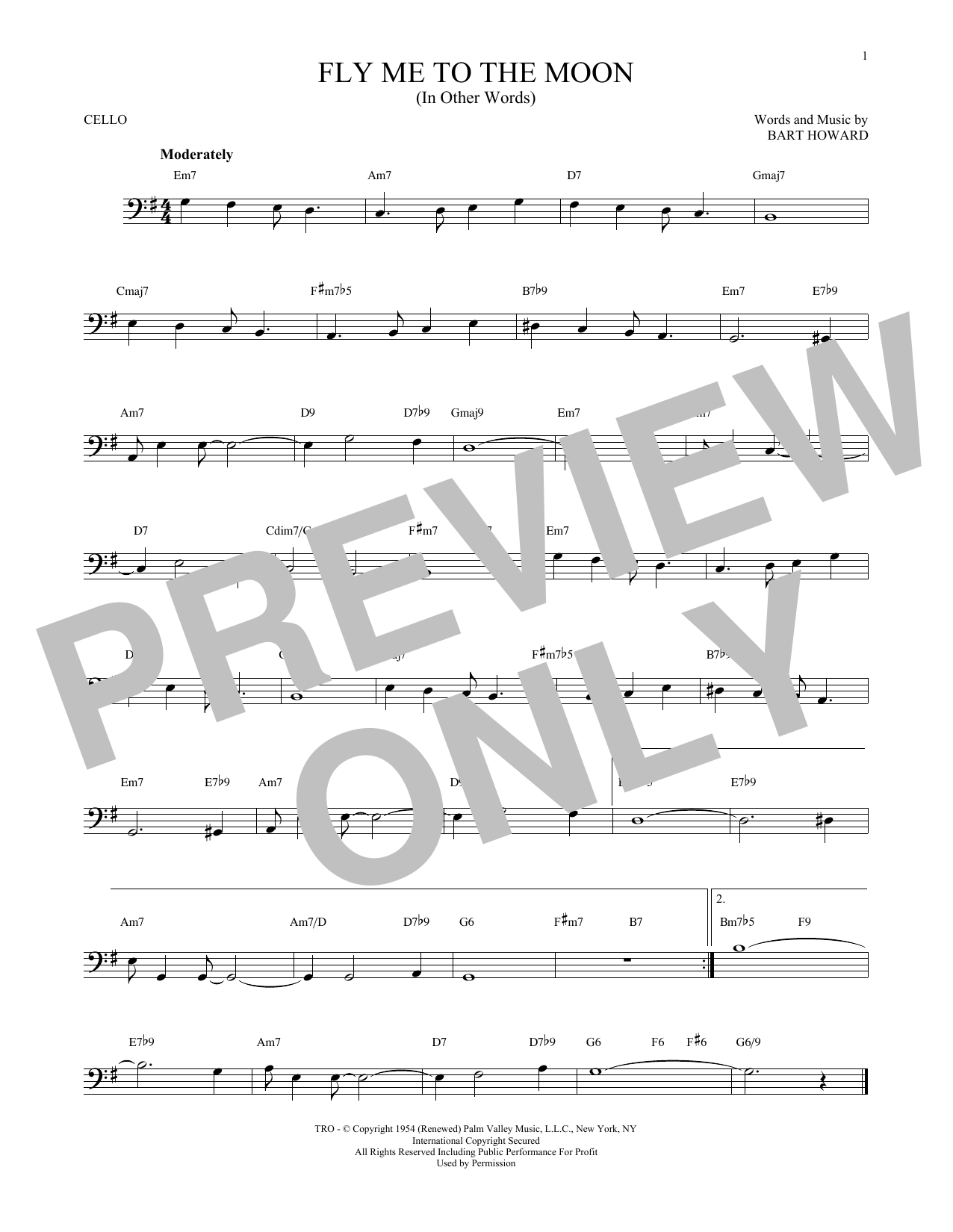 Bart Howard Fly Me To The Moon (In Other Words) sheet music notes and chords. Download Printable PDF.