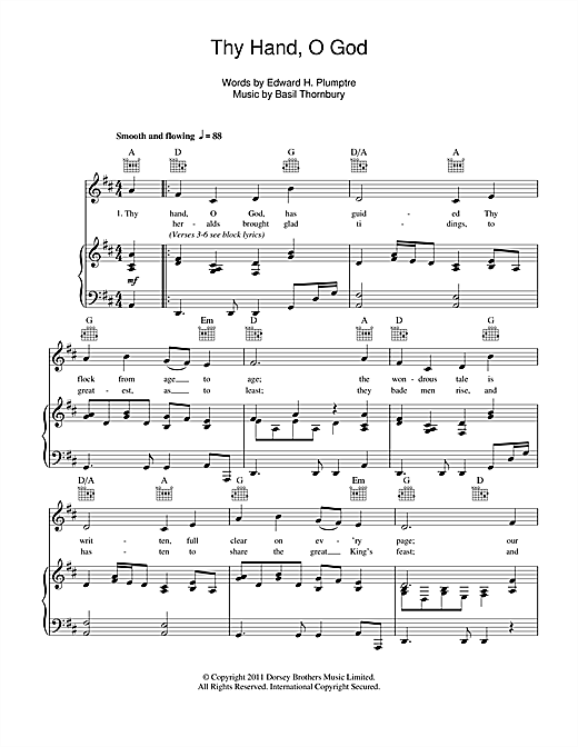 Learn to play Basil Thornbury Thy Hand, O God sheet music for Piano, Vocal & Guitar (Right-Hand Melody) in minutes. Basil Thornbury Thy Hand, O God sheet music notes and chords. Download Printable PDF.