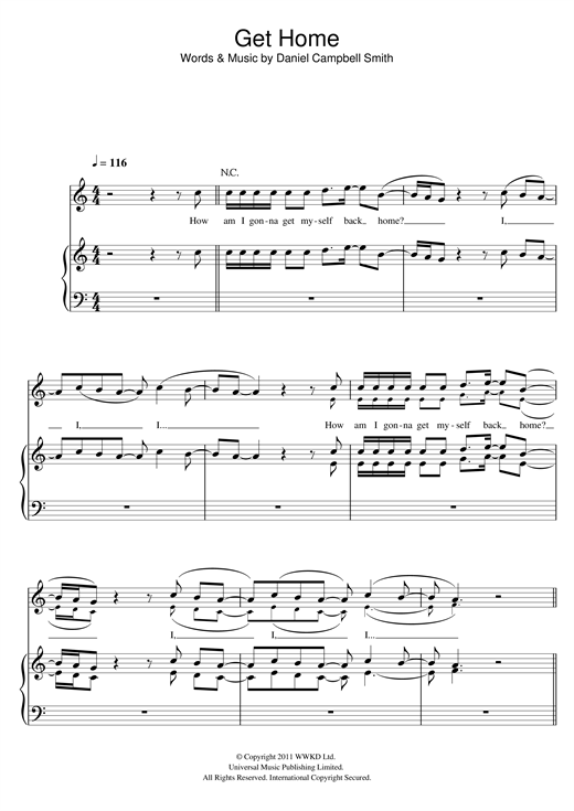 Bastille Get Home sheet music notes and chords. Download Printable PDF.