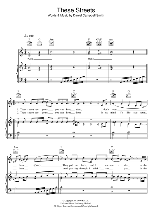 Bastille These Streets Sheet Music Pdf Notes Chords Rock