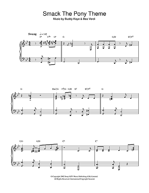 Learn to play Bea Verdi Smack The Pony Theme sheet music for Piano Solo in minutes. Bea Verdi Smack The Pony Theme sheet music notes and chords. Download Printable PDF.