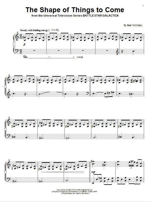 Learn to play Bear McCreary The Shape Of Things To Come sheet music for Piano Solo in minutes. Bear McCreary The Shape Of Things To Come sheet music notes and chords. Download Printable PDF.