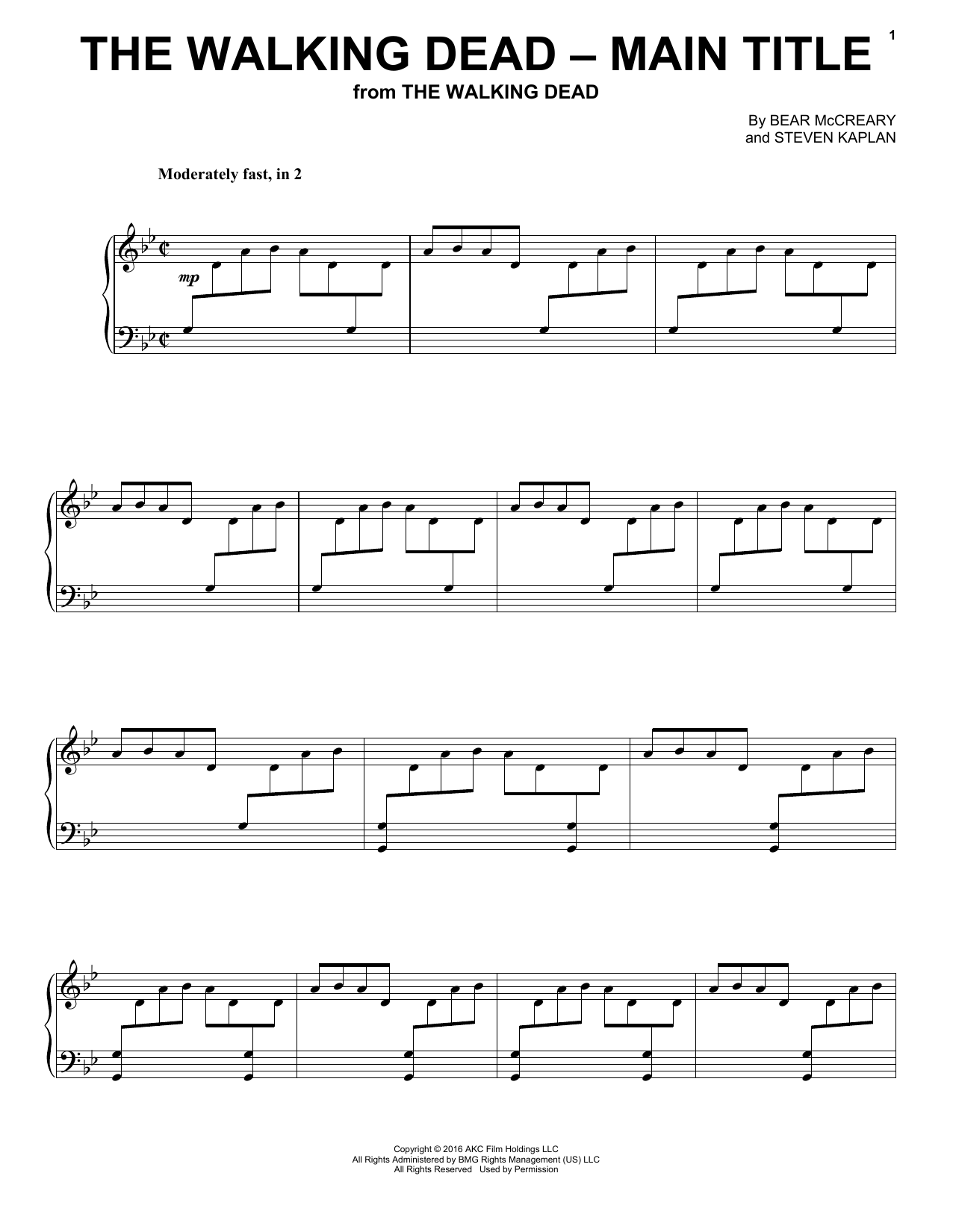 the walking dead theme song music sheet for trumpet beginners