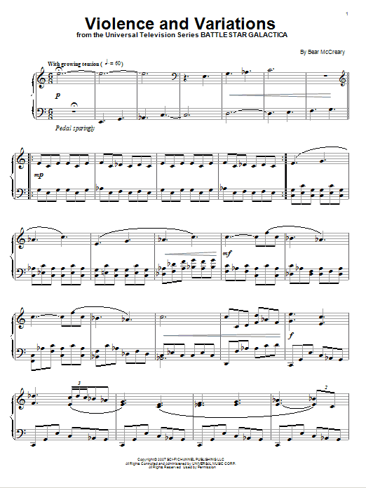 Learn to play Bear McCreary Violence And Variations sheet music for Piano Solo in minutes. Bear McCreary Violence And Variations sheet music notes and chords. Download Printable PDF.