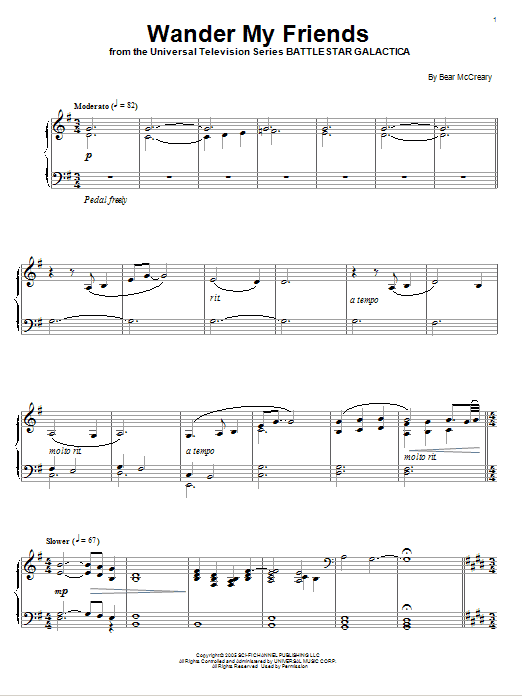 Bear McCreary Wander My Friends sheet music notes and chords. Download Printable PDF.