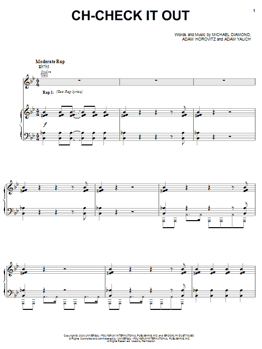 Learn to play Beastie Boys Ch-Check It Out sheet music for Piano, Vocal & Guitar (Right-Hand Melody) in minutes. Beastie Boys Ch-Check It Out sheet music notes and chords. Download Printable PDF.