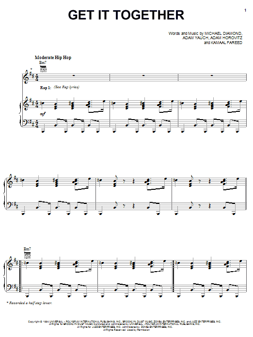 Beastie Boys Get It Together sheet music notes and chords. Download Printable PDF.